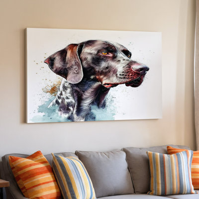 Beautiful German Shorthaired Pointer Dog Painting Animal Decor Canvas Wall Art Print For Living Room, Bedroom, Office, Hallway, Entryway, Gallery Wall And Modern Home Decor