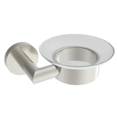 Summit Wall-Mounted Glass Soap Dish - Brushed Nickel, Premium Brass Construction, Installation Hardware Included