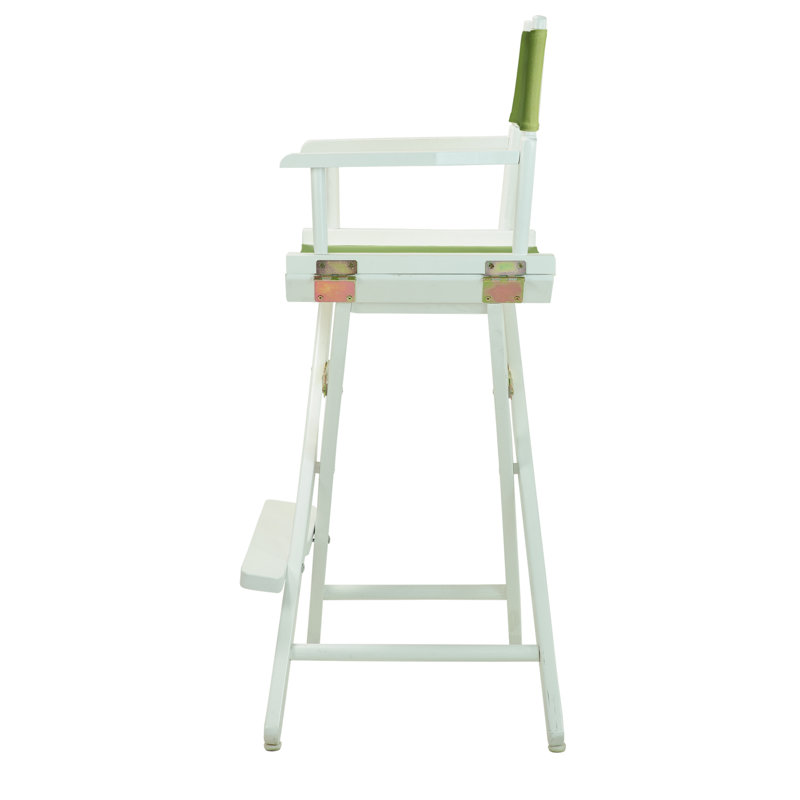 30" Folding Director Chair with Canvas, White, Lime Green