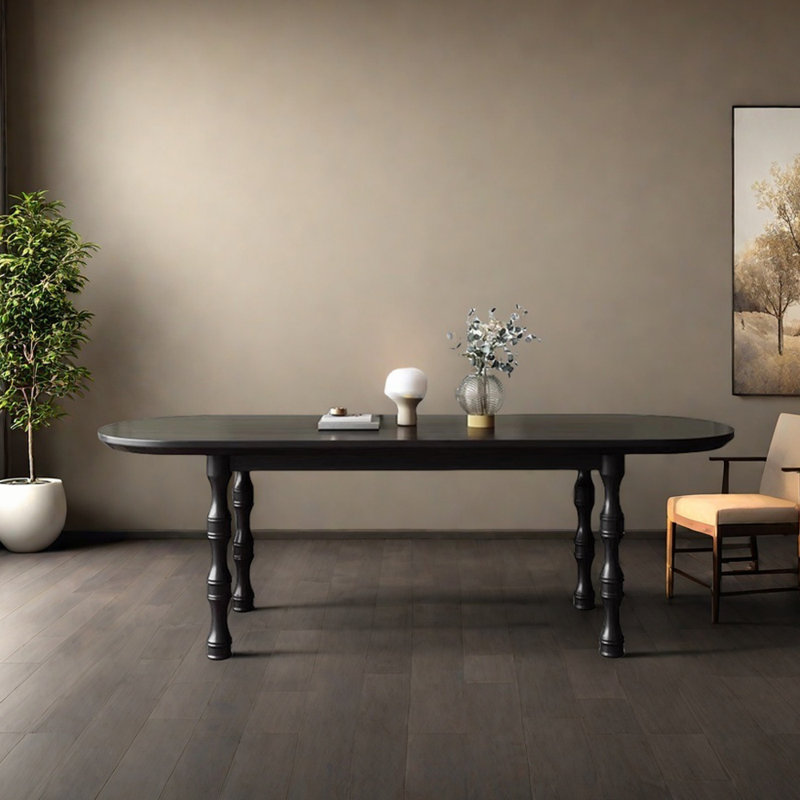 Table ovale classique en bois de frêne noir classique, H 29,92 po x L 94,48 po x l 31,49 po