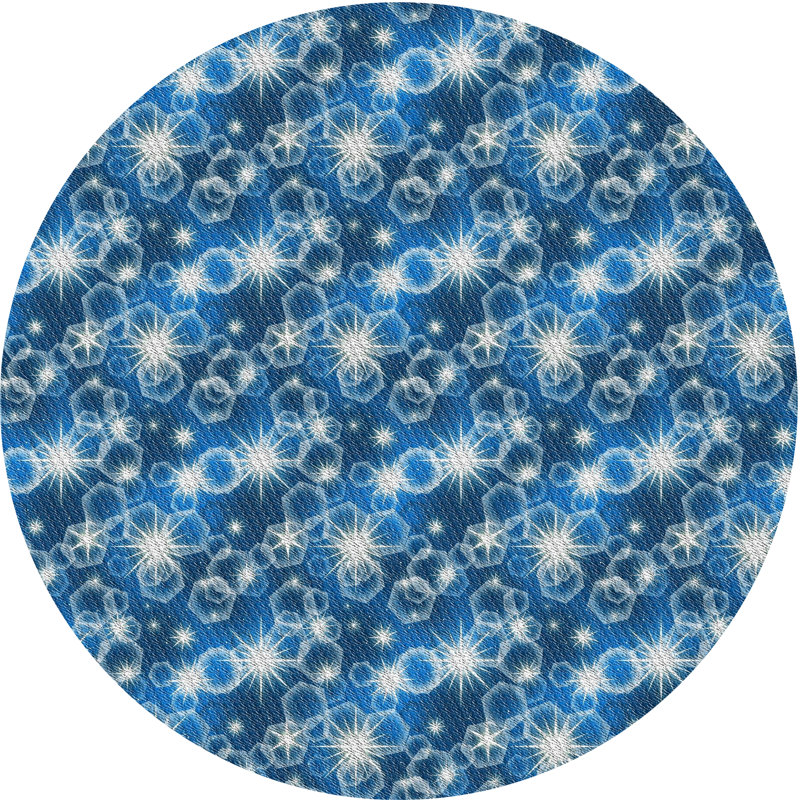 Tapis bleu foncé à motif, Rond 7 pi
