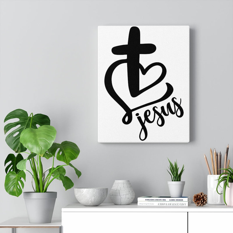 «Jesus Heart and Cross», reproduction sur toile tendue, H 30 po x l 24 po