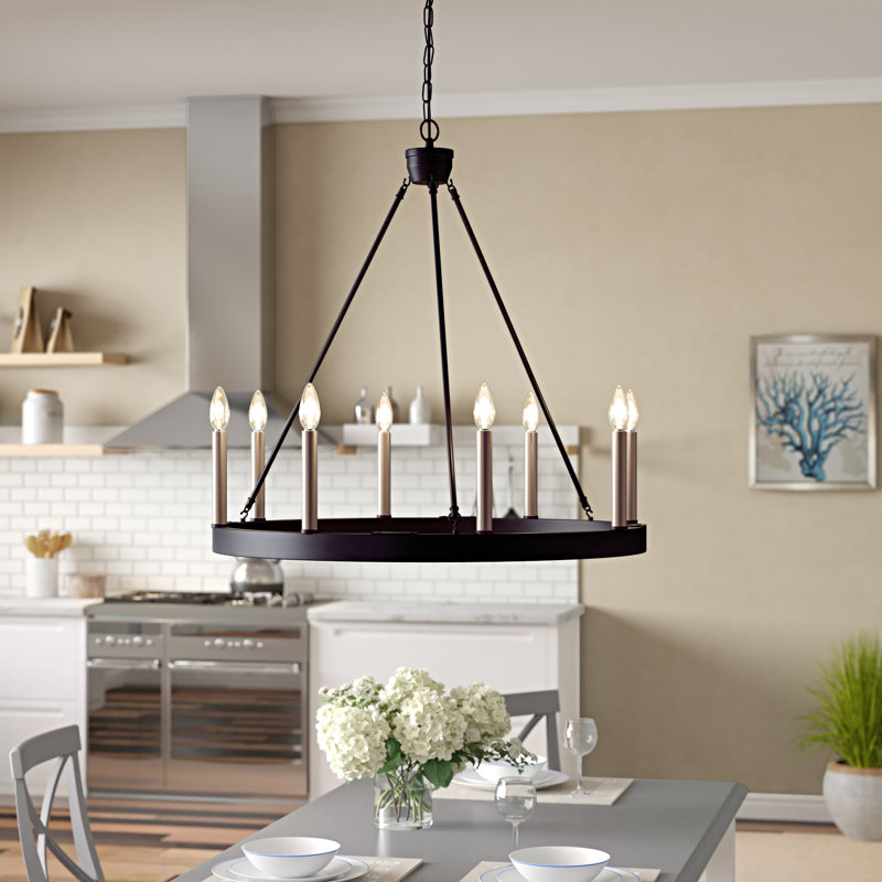 Marsden 8 - Light Dimmable Wagon Wheel Chandelier