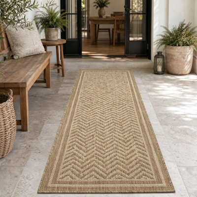 Modern Herringbone Geometric Indoor/Outdoor Runner