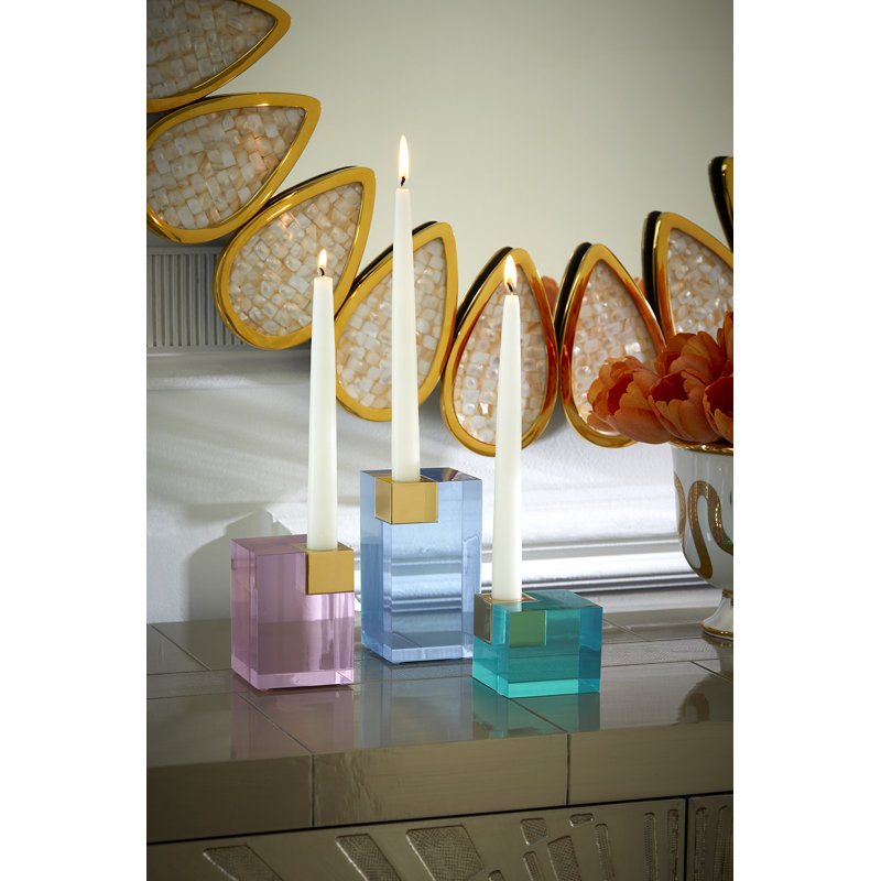 Monte Carlo Candle Holder, Green, 4" H x 3" W x 3" D
