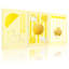 Ensemble de 3 reproductions d'art contemporain sur toile à motif de feuilles jaunes contemporaines-236310202