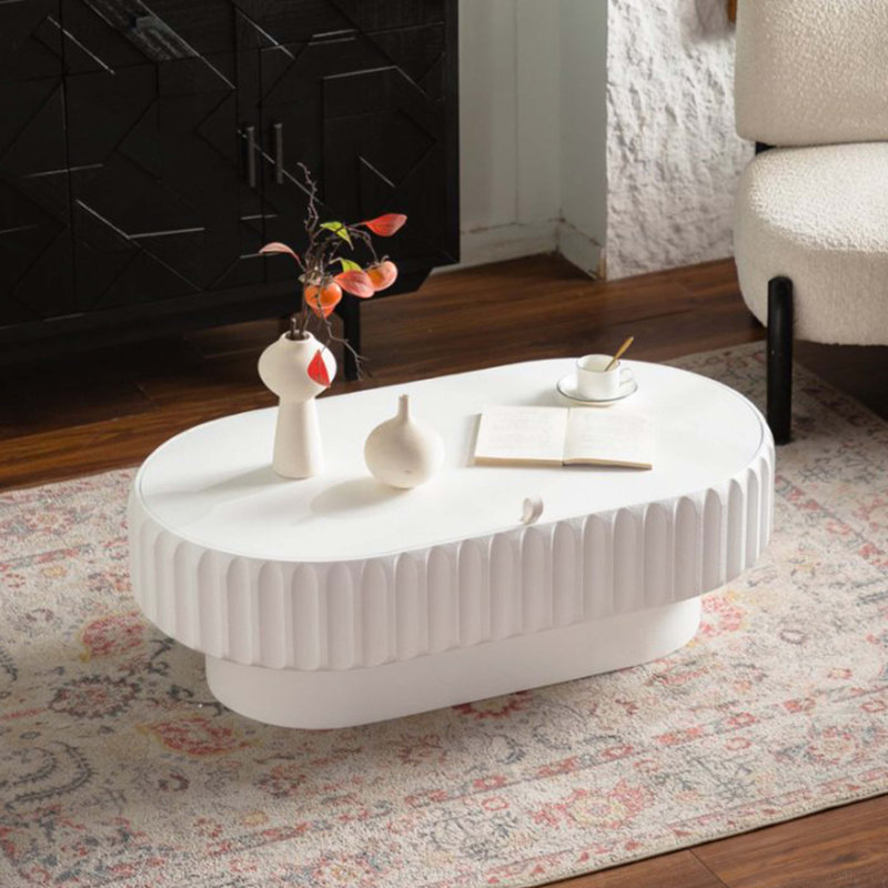 Table de rangement cannelée avec couvercle amovible, texture élégante, parfaite pour la vie moderne