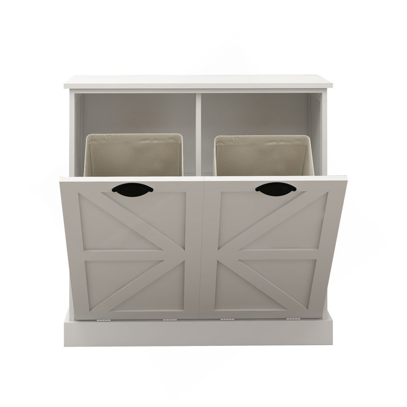 Armoire de trieur de linge à deux compartiments inclinable - blanc