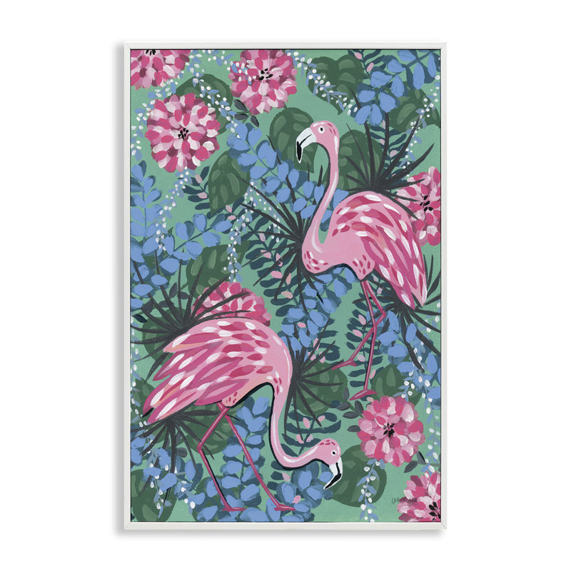 Dessin de giclée encadrée de flamants roses par Yvette St. Amant, Giclée encadrée blanc bord de mer, H 30 po x l 20 po