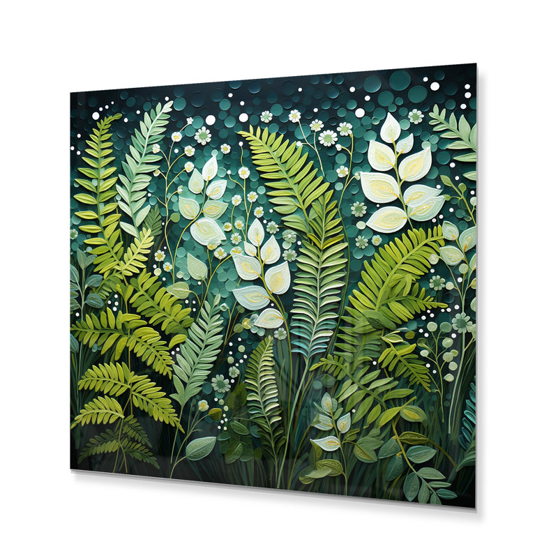Ferns Plant Ethereal Whispers II - impression florale sur métal, H 23 po x l 23 po x P 1 po