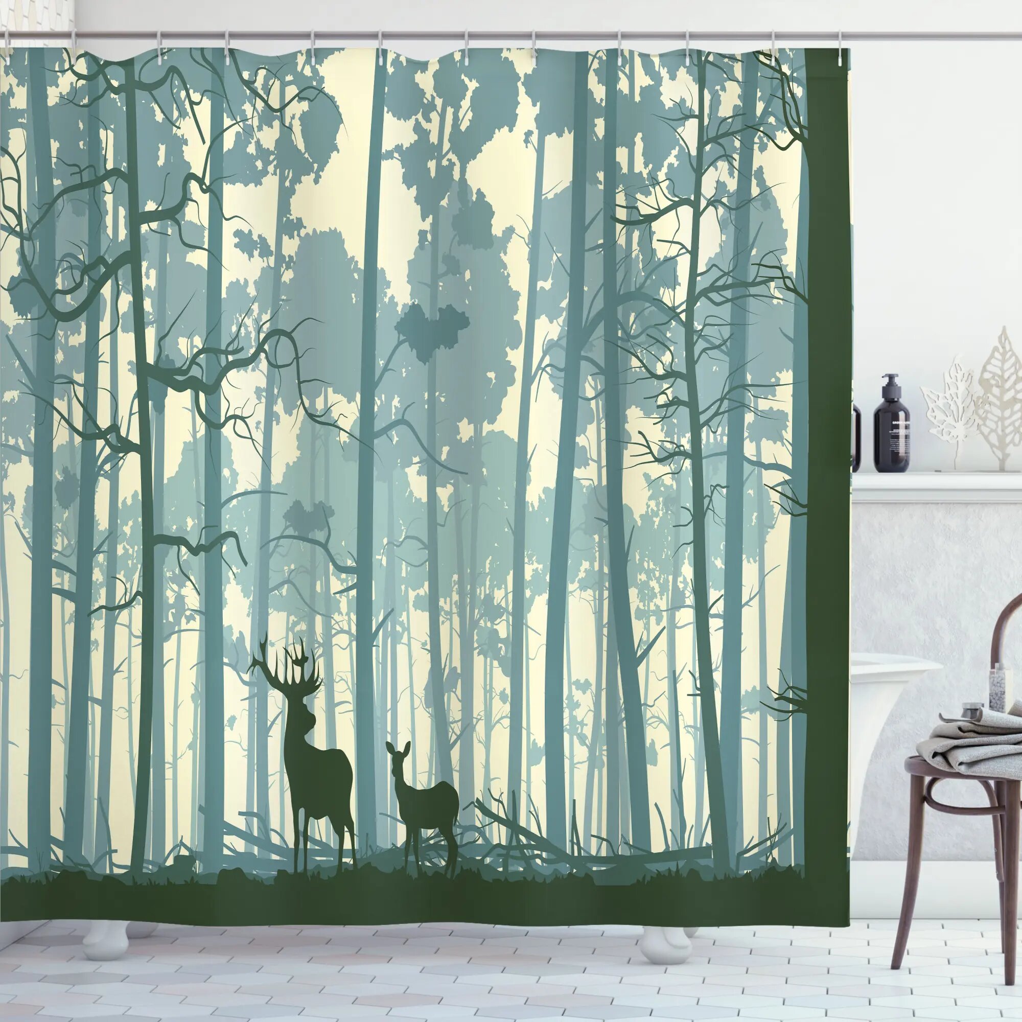 Deer Shower Curtain Set + Hooks East Urban Home Size: 75 H x 69 W