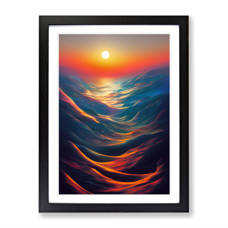 Striking Sunset - Single Picture Frame Print, Black, 64cm H x 46cm W x 2cm D