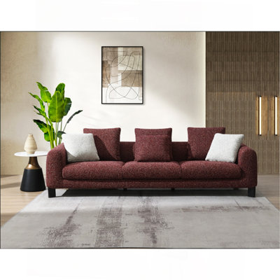 Maroon Tweed Sofa W/3 Pillows