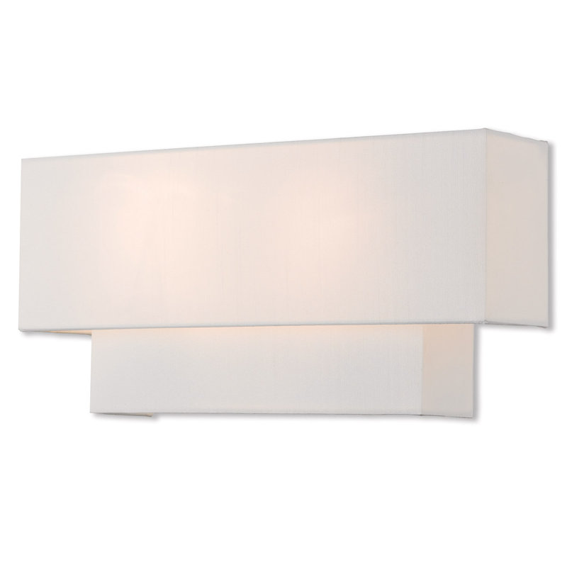 Plafonnier encastré 2 lumières Cebron, Nickel brossé, 8" H x 10" W x 19" D