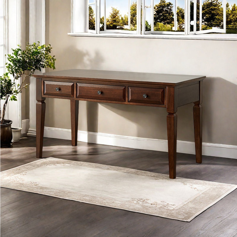 Bureau en bois massif de style américain, H 29,53 po x l 47,24 po x P 25,59 po, Brun