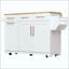 Kitchen Island With 2 Pull Out Cabinet Organizers & Rubber Wood Drop Leaf, Rolling Kitchen Island With Trash Can Storage, Power Outlet, Spice & Towel Rack For Kitchen, Dining-1683328808