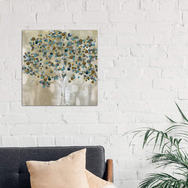 «A Teal Tree» par Katrina Craven - impression d'art graphique, H 26 po x l 26 po x P 1,5 po, Toile tendue, Pas de tapis