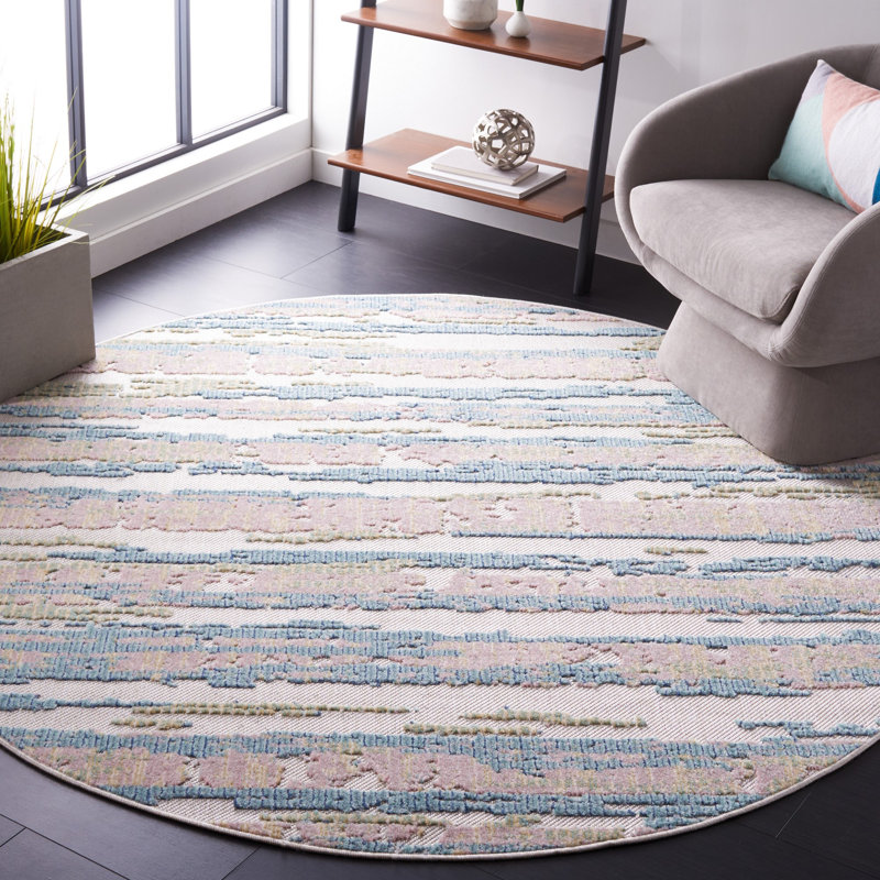 Tapis d'intérieur / extérieur à rayures Cabana Performance, Rond 6 pi