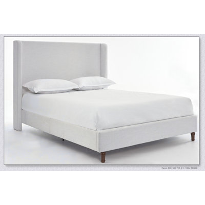 Hayden Wingback Bed, Size, 54" Headboard, Textured Ivory Canvas, Elegant