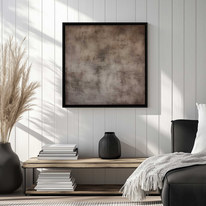 Silent Ashen Echoes Canvas Print, Satin Black Floater Framed, 16.75" H x 16.75" W x 1.75" D