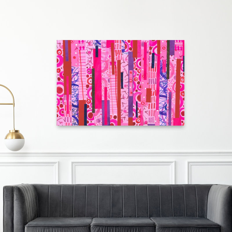 Bold Pink Patterned Stripes Abstract Bold Colorful Wall Art Print by Isabelle Brent - Wrapped Canvas Print