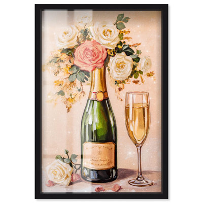 «Blooming Champagne Vase Shadowbox Print Glam Art Prints» par Art Remedy