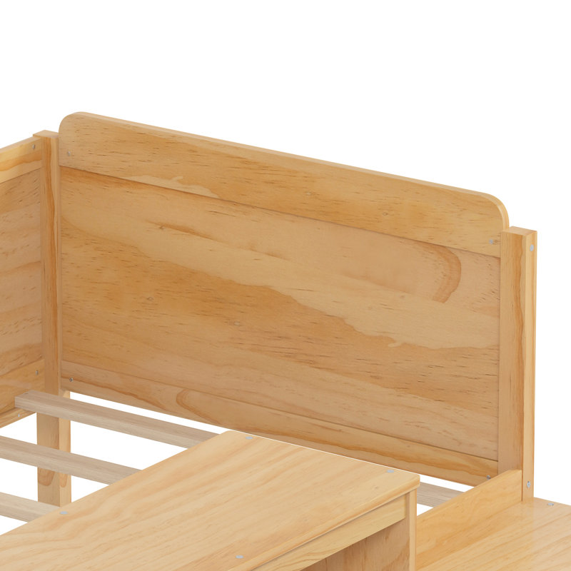 Lit de jour simple en bois avec des rangements et des casiers, un tabouret assorti de bureau d'étude de lit multifonctionnel, des dortoirs d'apparence naturelle et des tablettes de chambre à coucher