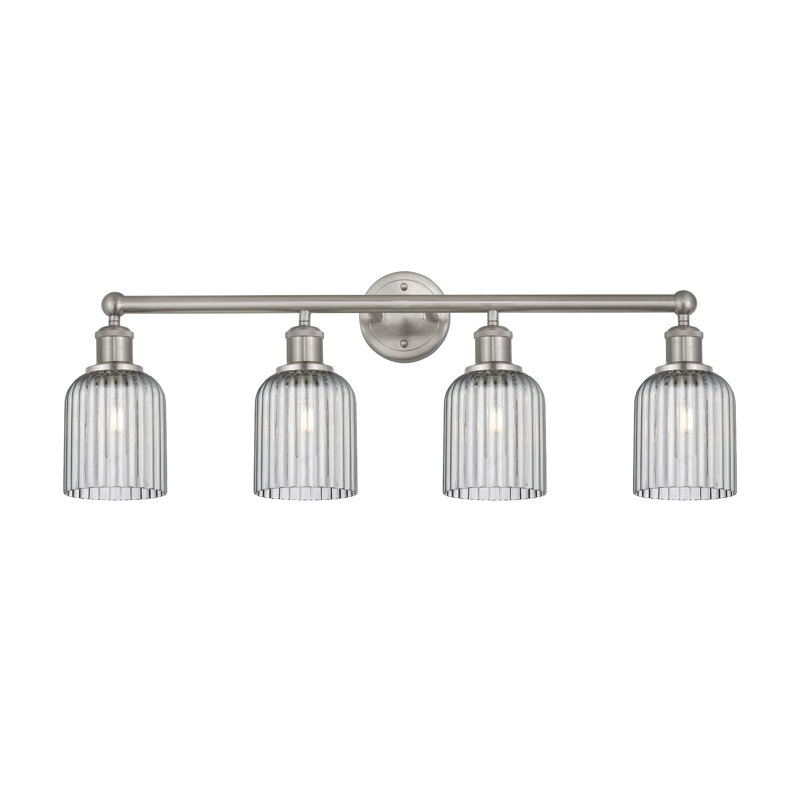 Éclairage pour meuble-lavabo à 4 lumières à intensité variable Fiennes Veil, Nickel satiné, Gris fumée