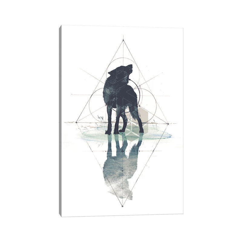 Geometric Wolf 1 Piece Wrapped Canvas Wall Art, 20.32 cm H x 30.48 cm W
