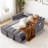55-inch 3-in-1 convertible couch bed, modern-style two-seater pull-out sofa with adjustable backrest and side storage pockets, perfect for the living room, velvet upholstery, dark gray-224946757