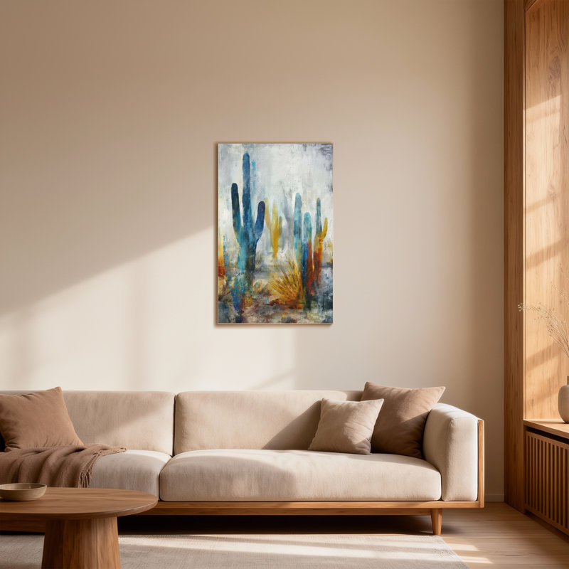 «Plants & Flowers Abstract Cactus Desert Landscape», reproduction d'art, H 24 po x l 16 po