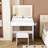 Modern White Bedroom Vanity Desk, 5 Drawers, 3 Lighting Modes, Power Outlet, Hair Dryer Holder, And A Big Wide Full - Face Mirror Desk In White, Adjustable Lighting, Design,-492841178