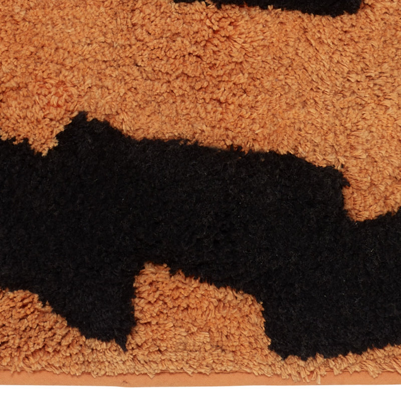 Halloween Orange and Black Cotton Jack-O-Lantern Bath Rug