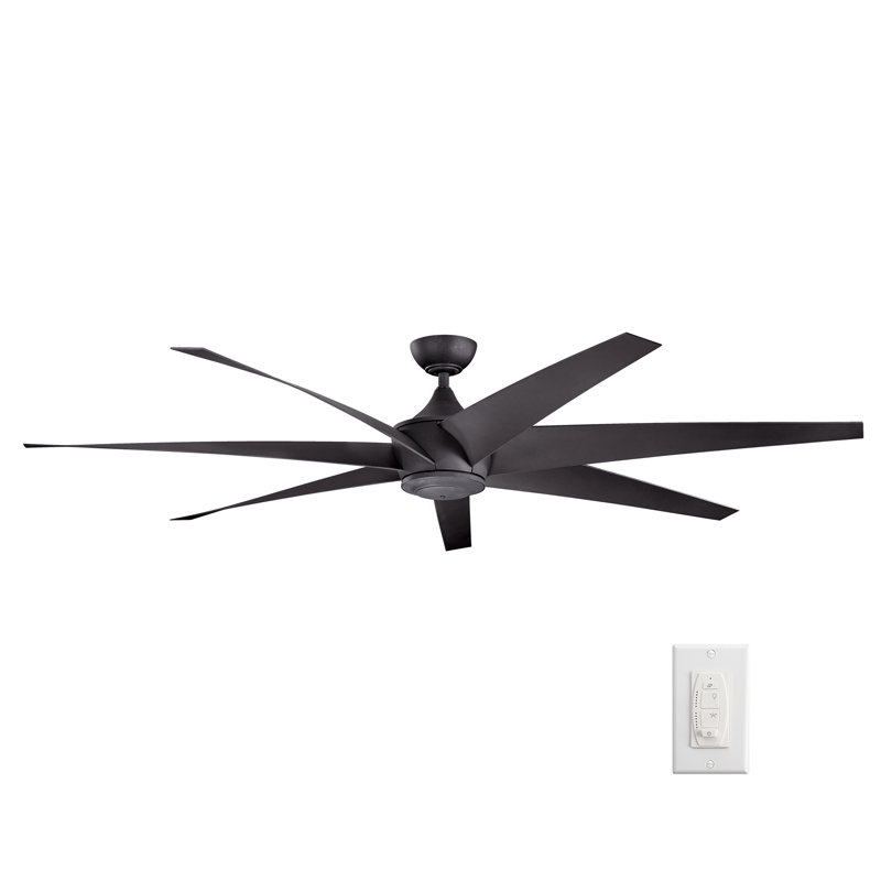 Kichler Lehr 80-inch Distressed Black Outdoor Ceiling Fan, Distressed Black