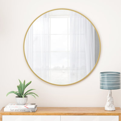 48" Gold Mirror With Metal Framing, Enhancing Bedroom, Bathroom, Living Room Big Framed Mirror, Complementing Decor Of Various Rooms