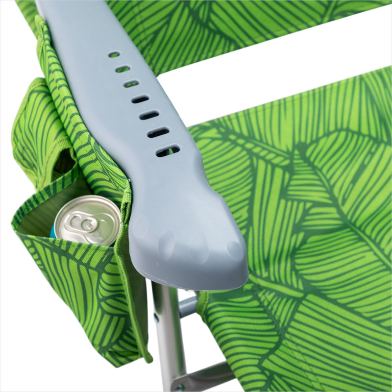 Chaise de plage pliable avec appui-tête et porte-gobelet, hauteur du siège de 43 cm, structure en aluminium, 7 positions d'inclinaison pour se détendre au bord de la piscine ou sur la terrasse.