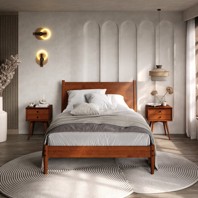 Solid Wood Queen Size Bed Frame Mid Century | 