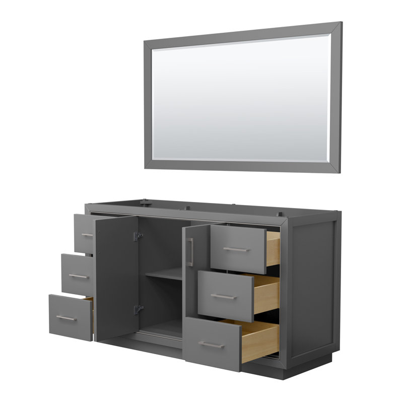 Base de meuble-lavabo simple 59,25 po Icon et miroir seulement, Gris foncé