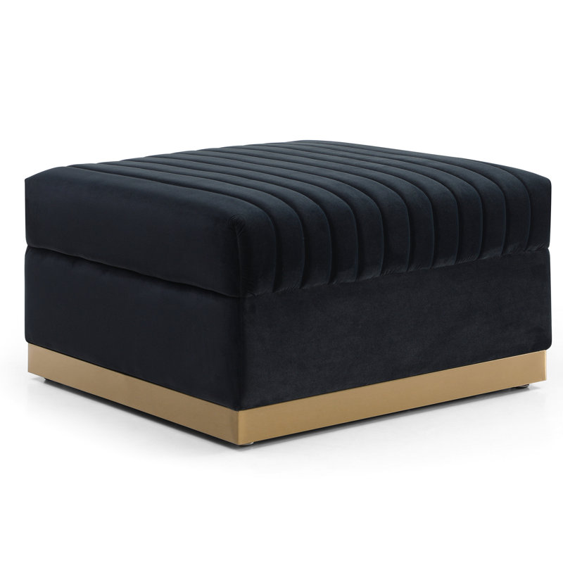 Upholstered Vertical - Velvet Foot Rest, Rest Channel Modern ,, Black