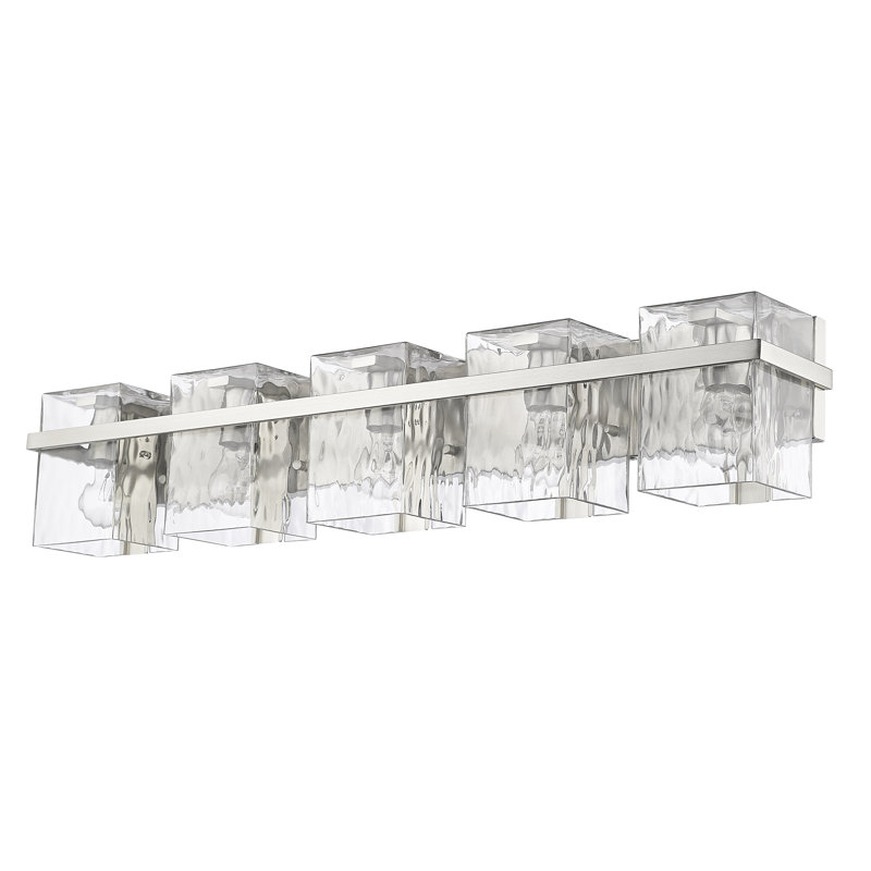 Arene Dimmable Steel Vanity Light, Brushed Nickel, 5 Lights, 7.75"H x 36.25"W x 5.5"D