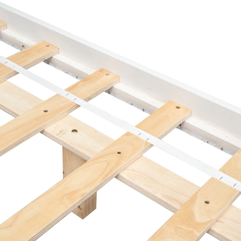 Barcroft Platform Bed with LED Lights, Full, White