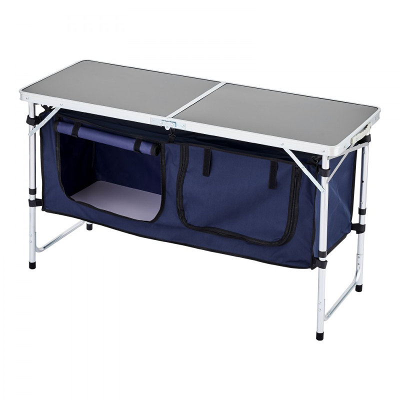 Rectangular Outdoor Camping Table , 119.4cm W 49cm D, Blue/White