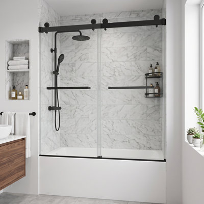 56"–60" W x 62"/76" H Frameless Double Sliding Shower Door