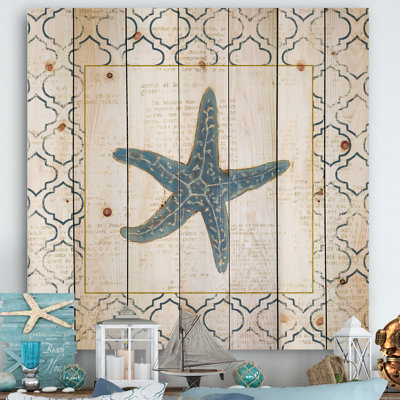 Navy Starfish With Gold Coastal