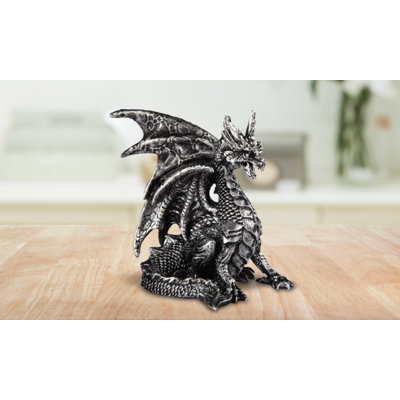 3.75"W Medieval Silver Dragon Figurine