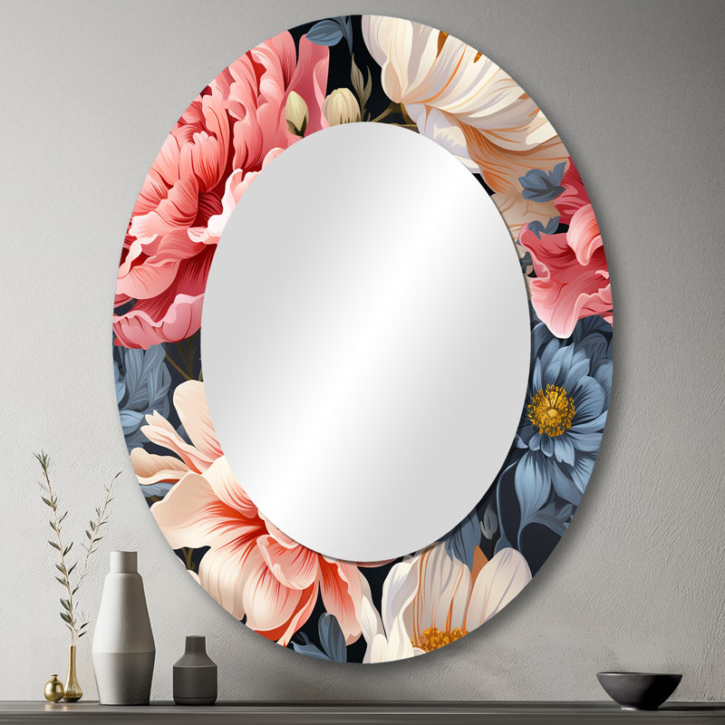 Miroir mural ovale French French, H 43 po x l 33 po