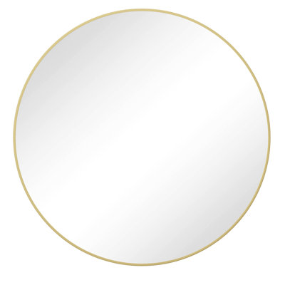 Gold Mirror 42 Inch, Metal Framed Wall Mounted For Bedroom Bathroom Decoration, Vanity Bedroom, Bathroom, Living Room