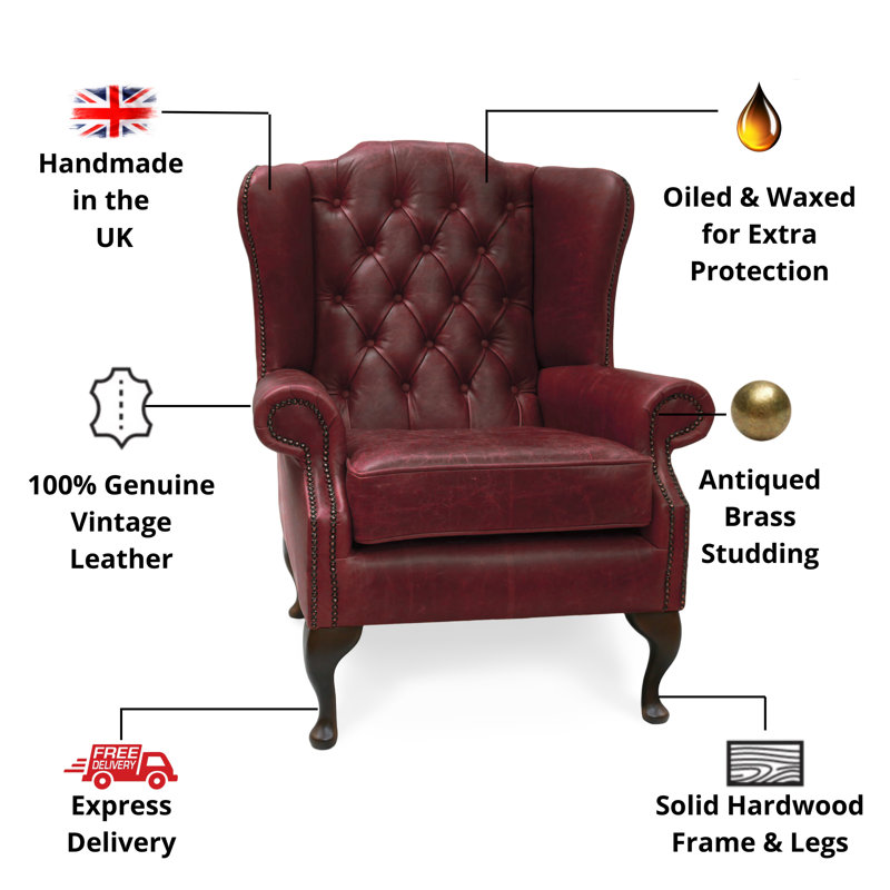 Tempe Upholstered Wingback Chair with Footstool, Red
