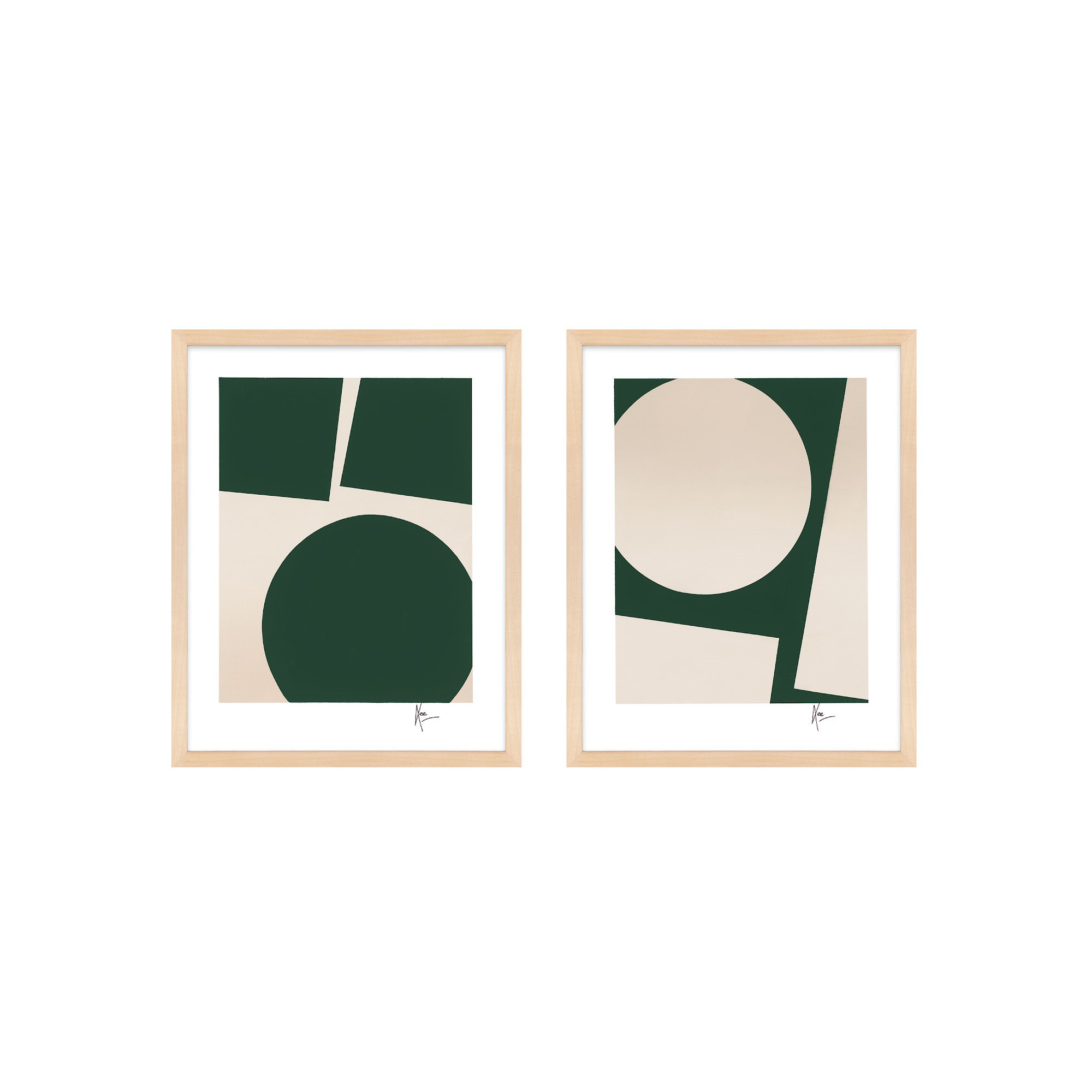 You And Me In Green Set Of 2 by Lee Lessem, 20" H x 32" W x 1.25" D, Brown