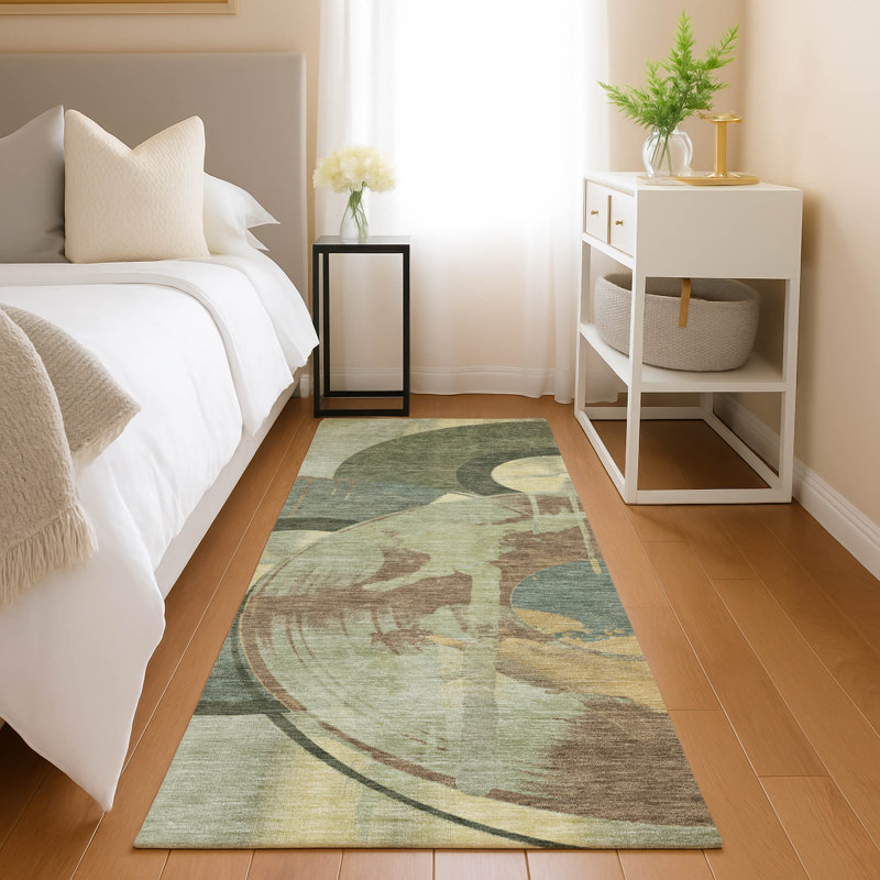 Machine Washable Indoor/Outdoor Chantille ACN2612 Novelty Rug, 2'3" x 7'6" Runner, Green